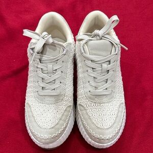 Dolce Vita Cream Textured Lace-Up Sneakers
